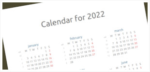 Calendar for 2022