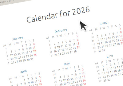 Calendar for 2026